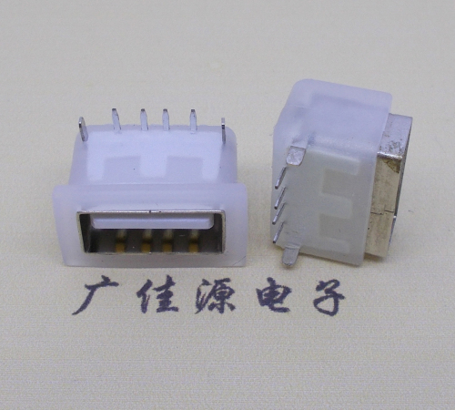 广东卧式后两脚DIP插板USB AF 2.0防水母座,反向插A公头连接器