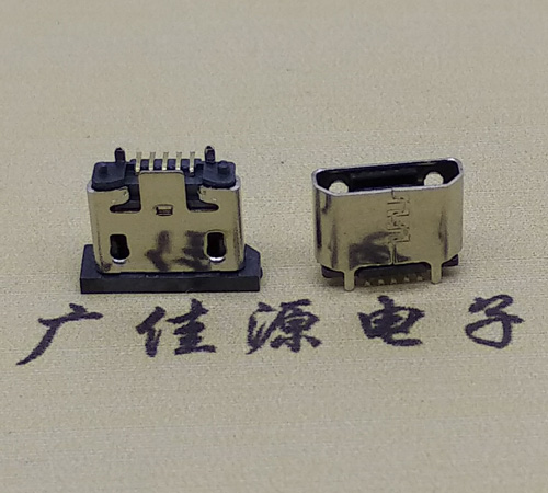 广东micro usb5p母座立式贴板H=5.1无边有柱