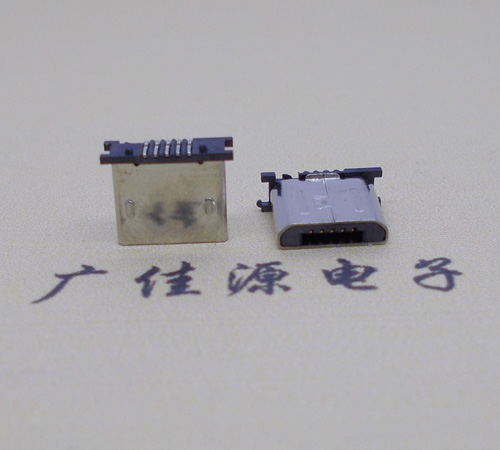 广东MICRO USB 5P公头短体5.6mm立贴带柱无卡勾