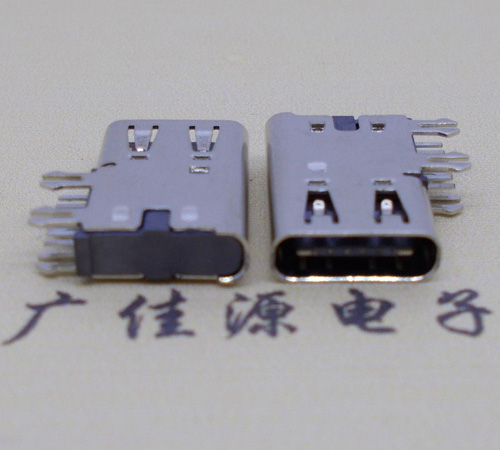 广东侧插USB3.1接头座子.90度type-c母座.6p侧插连接器