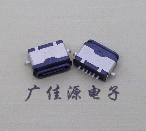 广东沉板type c6p防水母座卧式两脚插板沉板1.2mm/1.6mm/2.0mm